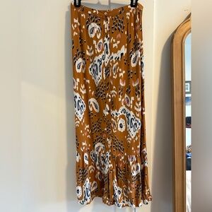 DR2 Orange and White Button Front Maxi Skirt